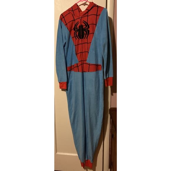 Spider-Man Teen/Adult Hooded Zip Up Halloween Costume Pajamas. EUC. Soft! - Picture 1 of 4